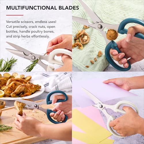 KitchenAid Multipurpose Shear Set, Versatile Scissors with Nutcracker, Bottle Opener, Ergonomic Handles with Protective Blade Covers, 2-Piece - color: Agave, size: 2 Pack