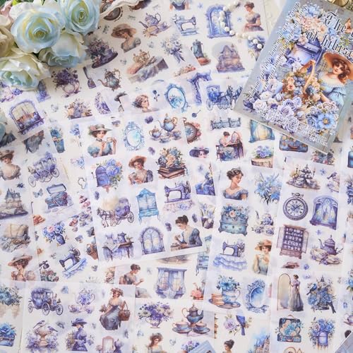 Vintage Scrapbooking Sticker Book, 450+ Pre-Cut Journaling Stickers for Adults Women, Junk Journal Supplies, Aesthetic Washi Stickers for Collage, Card Making, Planner, Lable and Art Paper Crafts - color: The Year of Hibiscus
