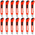 DIYSELF 14 Pack Box Cutter Retractable, Box Cutter Knife with 18mm Wide Utility Blades, Sharp Utility Knife Retractable, Box Cutters for Office, Home, Arts Crafts, Hobby, Cardboard, Paper - color: Red, size: 14 Pack