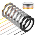 8 Rolls Metallic Washi Tape,Washi Tape Metallic for Crafts Gift Wrapping Home Party Decorations, Black, Gold, Sliver, Rose Gold