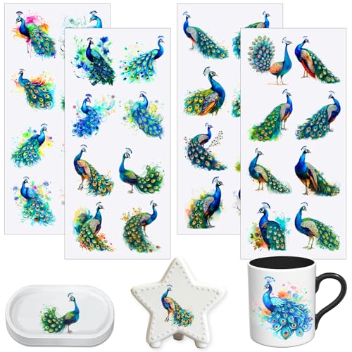 4 PCS Cute Peacock Cuttable UV DTF Stickers - style: cute peacock