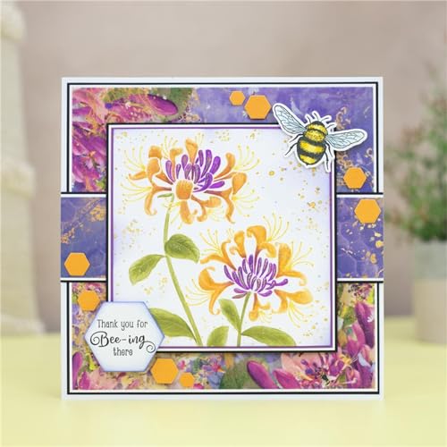 Briartw Honey Bee Sentiment Clear Stamps and Metal Cutting Dies Sets for Card Making DIY Scrapbooking Paper Crafts Decoration Album Photo Invitation Card Blessing Card