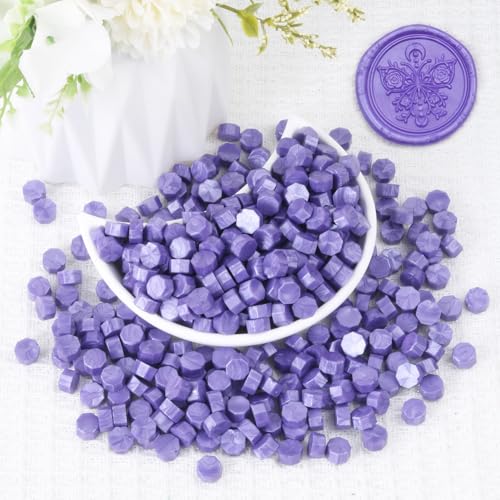Pearl Purple Wax Seal Beads, HOSEALING Premium 360pcs Sealing Beads for Wax Seal Stamp, Purple Sealing Wax Pellets Refill Pack for Wax Seal Kit, Wedding Invitations, Envelope Letter Sealing - color: Pearl Purple