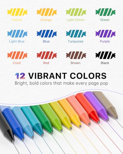 Four Candies Erasable Gel Pens, 0.7 mm Fine Point Pens, 12 Assorted Colors | Make Mistakes Disappear, Erasable Pens Multicolor, Retractable Erasable Pens for School, Journaling & Office Writing - color: 12 Colors