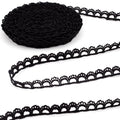 4 Yards Black Lace Trim, Scalloped Edge Crocheted Lace Ribbons - color: Black (4 yards x 0.43" W)