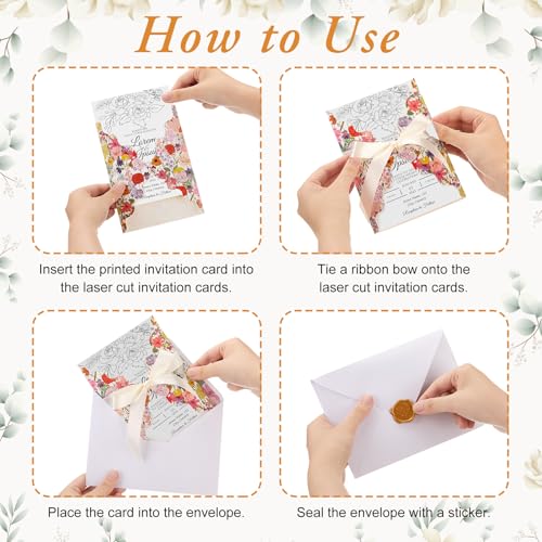 25 Pack Bridal Shower Invitations with Envelopes Jackets Kit