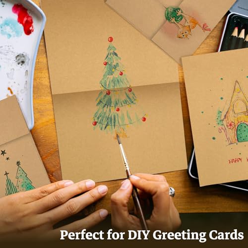 Goefun 100 Pack Brown Kraft Blank Cards and Envelopes 5x7 - color: Brown, size: 5x7