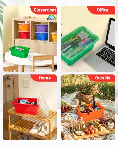 GAMENOTE 6 Quart Stackable Plastic Storage Bins with Lids, 6 Pack, Colorful - color: Colorful
