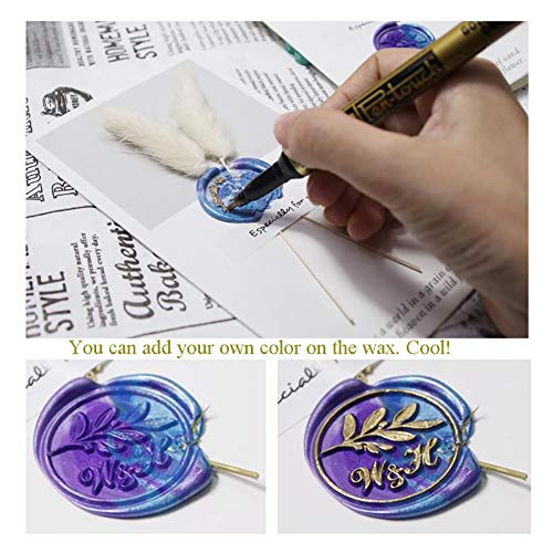 CRASPIRE Wax Seal Stamp Vintage Sealing Wax Stamps Direction Indicator 25mm Removable Brass Head Sealing Stamp with Wooden Handle for Halloween Wedding Invitations Christmas Xmas Party Gift Wrap - style: Wood Handle+Brass Head-2