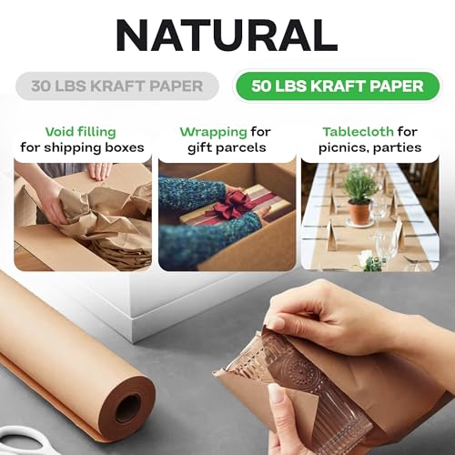 Brown Kraft Paper Roll, 48" x 8640" (720 feet) - USA-Made, IDL Packaging - color: Brown, size: 48"x720' (#50 Thick)