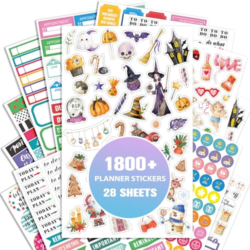 Planner Calendar Stickers for Decorating, 28 Sheets, 1800+ Sticker
