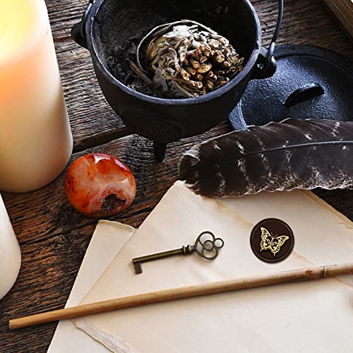CRASPIRE Butterfly Wax Seal Stamp Halloween Sealing Wax Stamps Skull 30mm Retro Vintage Removable Brass Head with Wood Handle for Wedding Invitations Christmas Thanksgiving Gift Packing - style: Butterfly Skull