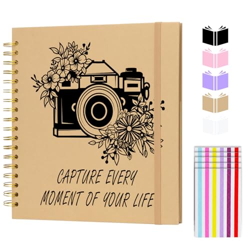 Scrapbook Album 10x10 inch, Travelling Journal Scrap Book Family Scrapbook Scrapbooking Supplies Kits Gift for Couples Anniversary Wedding (brown, 10 x 10 inch) - color: brown, size: 10 x 10 inch