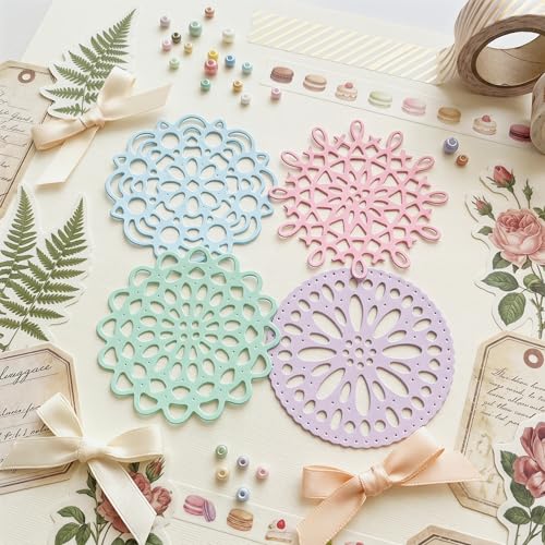 4pcs/lot Lace Round Frame Background Die Cuts for Card Making Scrapbooking - color: Silver-353round