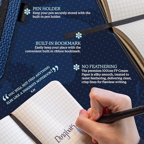 Dingbats* - Wildlife A6 Dotted Pocket Notebook - PU Leather Hardcover Small Journal for Work, Travel - Pocket, Elastic Closure, Pen Holder, Bookmark - color: Blue Whale, style: Dotted
