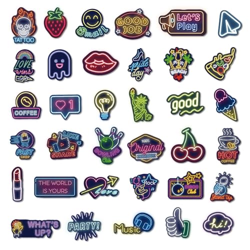 140 Pcs Neon Vinyl Stickers - Waterproof Cool Cute Aesthetic Stickers for Kids Teens Adults | Water Bottle Laptop Classroom Journaling Scrapbook Decor - color: Minimalist, style: Art Deco