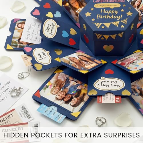 Koogel Blue Explosion Gift Box Photo Album with DIY Accessories - color: Blue