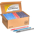 Enday Pens Ballpoint, Long Lasting Ink Pens Bulk 240 Pack (100 Black, 100 Blue & 40 Red), Smooth and Consistent Writing Pens, Medium Point (1.0mm) Flexible Round Barrel for Writing Comfort - color: Black, Blue & Red
