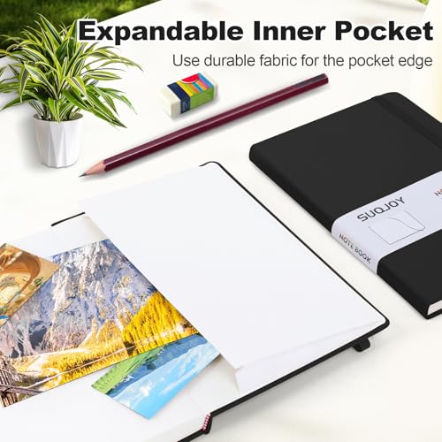 8 Pack Lined Journal Notebooks for Work, 100 GSM Paper, 5.5"x8.3", Black - color: Black, size: 8 Pack