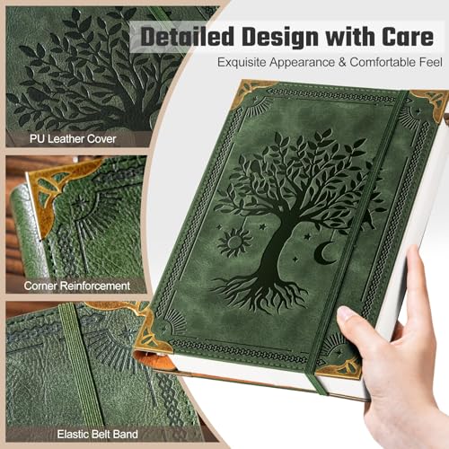 Ovesmusl 2 Pack PU Leather A5 Binder 6 Ring Refillable Journal Cover - color: Green+brown, size: A5 Binder Cover
