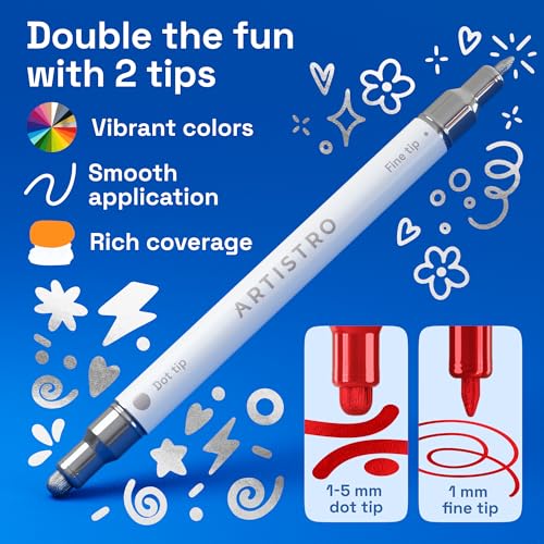 ARTISTRO Metallic Dual-Tip Acrylic Paint Marker Pens - Set of 48 - color: Metallic, size: 48