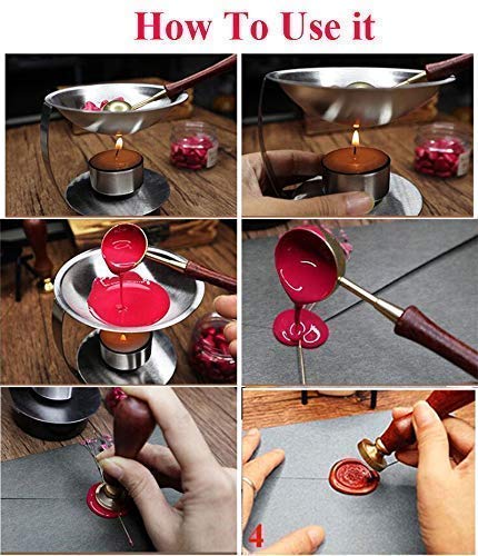 Made With Love Heart Monogram Wax Seal Sealing Stamp Kit Rosewood Handle Mother's Fathers Day Valentine Decorating Gift Packing Envelope Parcel Christmas Card Letter Wedding Invitation Seal Stamp