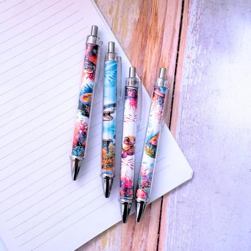 YJ PREMIUMS In the Ocean 6PC Pens- Bulk Fun Oceans Baby Shark Dolphin Fish Decorative Ink Retractable Black Cute Party Favors Beach Themed Office Gifts Fishing Sea Animal Cruise Favor Bags - style: Sea Animals