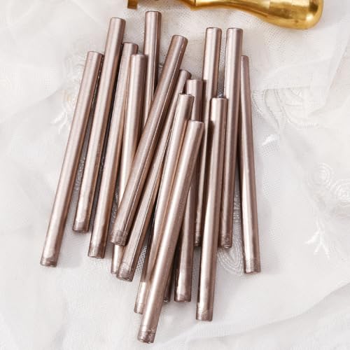 16 PCS Champagne Mini Wax Seal Sticks for Glue Gun, 0.7-inch Diameter | Making wax seals for wedding invitation, thanks cards and envelopes, christmas gift wrapping, place card - color: Champagne, size: Small