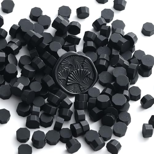 Sealing Wax Beads WaxSeal Beads, 600Pcs Black WaxSealing Beads for Wax Seal Stamp, WaxSeal Beads Kit Perfect for Wedding Invitations, Christmas Envelopes (Black) - color: Black