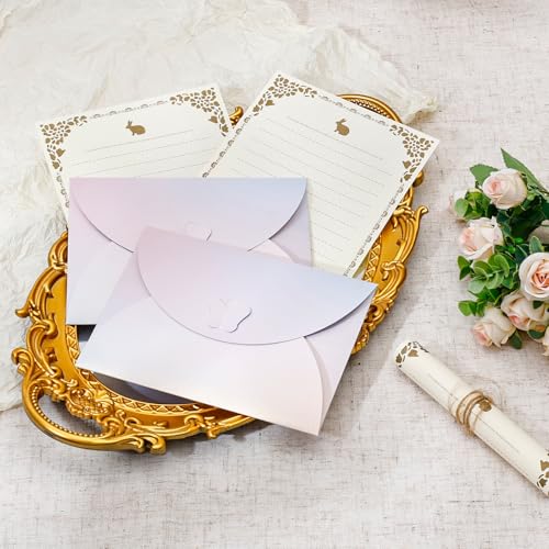 BAYTORY 32Pcs Cute Stationery Paper and Envelopes Set, Pearlescent Envelope