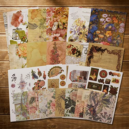 Vintage Scrapbooking Supplies Kit 83PCS Vintage Stickers for Journaling | Aesthetic Paper Stickers Material Ephemera Pack for Junk Journal Bullet Journals Planners Notebooks
