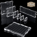Mudder 7 Pcs Acrylic Stamp Blocks Set Clear with Grid Lines,Lace Edge - style: Lace Edge