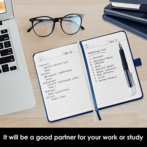 NIRMIRO Pocket Notebook Journals, 3 Pack Mini Small Notebooks for Work, Leather Cover Notepad with 3 pens, Elastic Closure, Blue - color: 3 Blue, size: A6