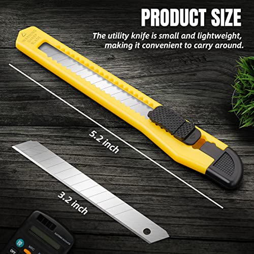 24 Pack Box Cutter Retractable, 9mm Utility Knife, Razor Knife - color: 24 Pack - Orange, Yellow, Blue, Green
