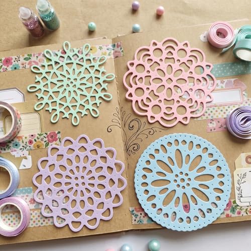 4pcs/lot Lace Round Frame Background Die Cuts for Card Making Scrapbooking - color: Silver-353round