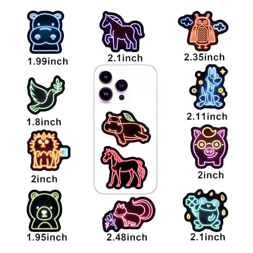100pcs Neon Animal Waterproof Vinyl Stickers - Cute Animal Decor & Party Favors for Goodie Bag, Water Bottle, Classroom Prizes