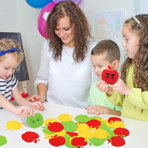 Geyee 108 Pcs Apple Cutouts Paper Apples Bulletin Board Cut Outs Assorted Cut Outs Apples Die Cuts for Teachers DIY Projects Craft Party Decor(Tricolor,3.5 Inch) - color: Tricolor, size: 3.5 Inch