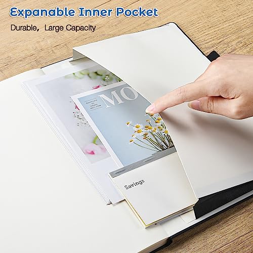 Lined Journal, 8.5" x 11" Hardcover Leather Notebook, No Bleed Thick Paper - color: Navy, size: A4 Wide Ruled