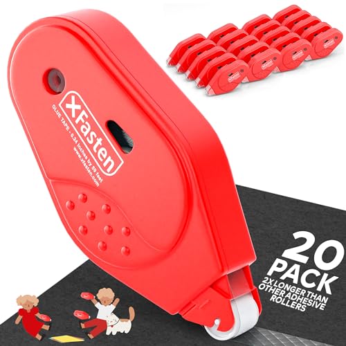 XFasten Double Sided Tape Roller, Japan Dots Red Adhesive Glue Runner, Paper Safe, 6mm x 59ft, 20-Pack for Scrapbook, Junk Journal Supplies, Craft & Stationary - size: 20-Pack, 6mm x 59 feet (1180 Feet Total)