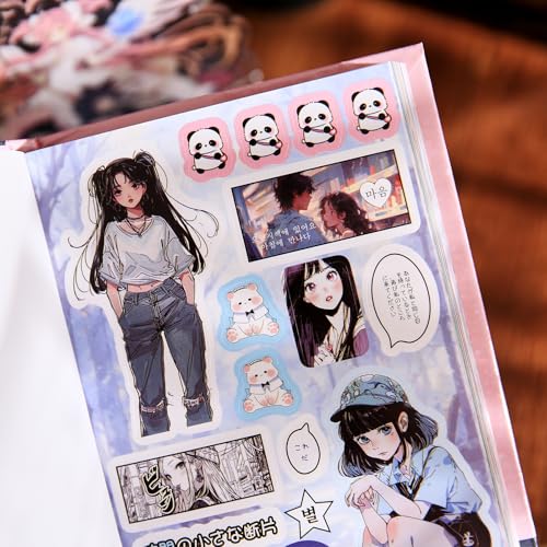 800 Pcs Japanese Manga Sticker Book, Heisei Retro Aesthetic Stickers for Journaling, 45 Sheets Pre-Cut Japanese Sticker Book for Adults, Scrapbook & Planner Decorative Stickers for DIY Crafts - style: A-22