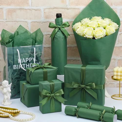 woric 160 Sheets Dark Green Tissue Paper for Gift Bags 20 X 14 Inches | Forest Green Tissue Paper Bulk for DIY Crafts Wedding Birthday First Day of School Decorations - color: Forest Green
