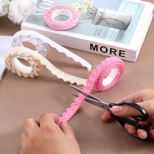 4 Rolls Self-Adhesive Lace Tape Lace Ribbon, 0.6" 2 Yards Per Roll