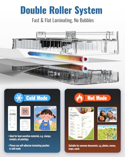 13Inch Laminator Machine with Sheets 50pcs, Paper Cutter Corner Rounder Scale Line, Dual Roller Hot/Cold NTC Control 11x17 ABS Anti-Jam 78s Preheat Laminating Machine for Teacher Office Home A3A4A5A6 - color: White 337, size: 13 inch