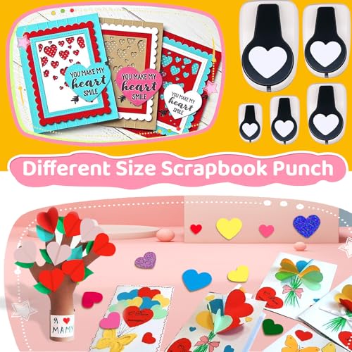 Heart Hole Punch, Heart Punches for Paper Crafts, 3/8+5/8+1+1.5+2 in Punch - size: 5 Pack, 3/8+5/8+1+1.5+2 in