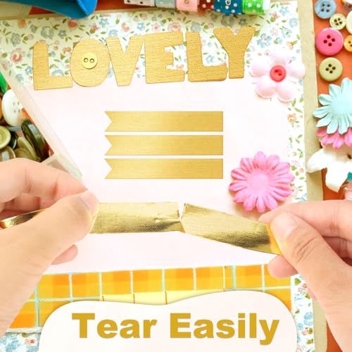 Phinus 4 Rolls Gold Tape, Gold Washi Tape for Journaling, 132FT Gold Foil Tape for Wall Decor Scrapbook DIY Crafts Gift Wrapping Planners (0.59in x 33FT)