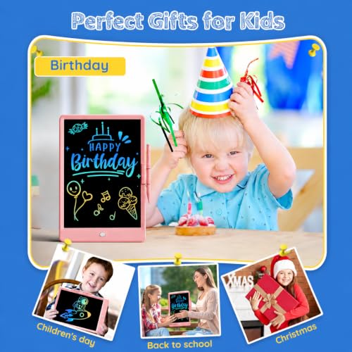 TEKFUN LCD Writing Tablet Doodle Board, 8.5inch Colorful Drawing Tablet Writing Pad, Kids Gifts Toys for 3 4 5 6 7 Year Old Kids, Erasable Doodle Pad Toddler Travel Car Toy Road Trip Activity (Pink) - color: Pink, size: 8.5 Inch