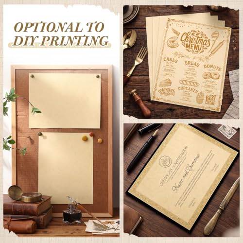 Epakh 100 Pcs Old Age Parchment Paper 8.5 x 11 Inch Standard Letter Vintage Colored Old Parchment Double Side Printing Paper (Textured Beige) - color: Textured Beige