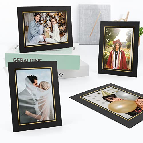 Golden State Art, Paper Picture Frames With Easel, 5X7, 100 Pack | Black with Gold Lining, Photo Frame Cards, DIY Cardboard - color: Black/Gold Lining, size: 100 Pack