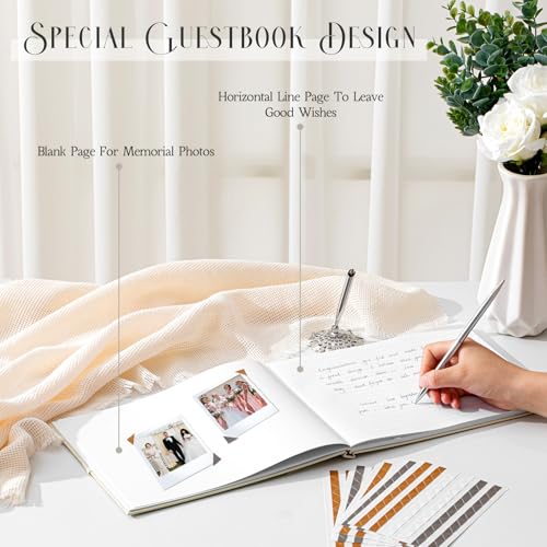 Affrolling Wedding Guest Book Set, Memory Photo Guest Book,Ivory - color: Ivory