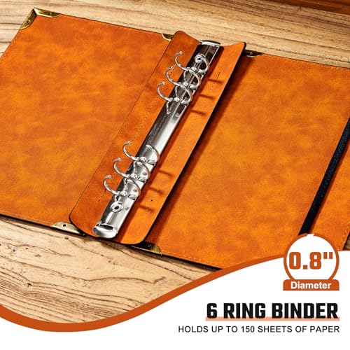 Ovesmusl PU Leather A5 Binder 6 Ring Refillable Journal Cover 6.8”x9.2” - color: Black Tree, size: A5 Binder Cover